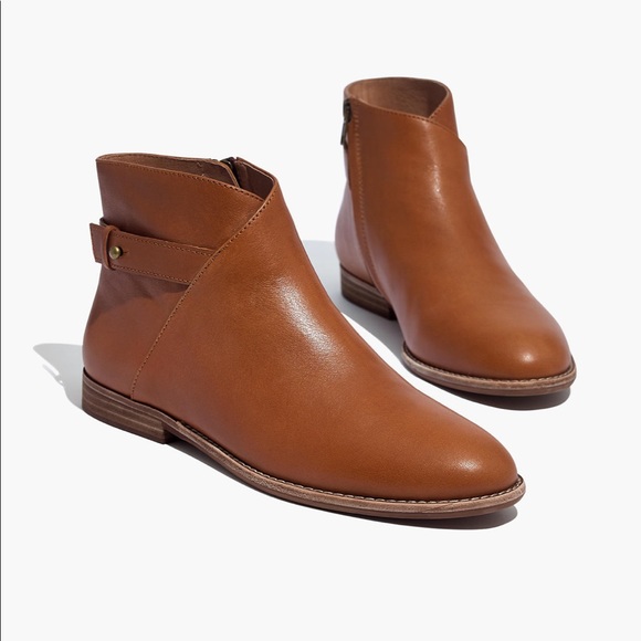 Madewell the kelci flat Tan Leather Ankle Boots 5M - Picture 6 of 8